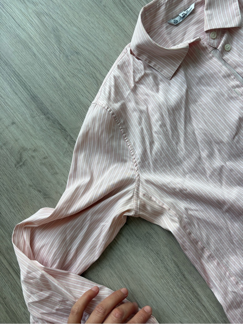 Loro Piana Pink Striped Cotton Button-Up Shirt Size M - Picture 5 of 11
